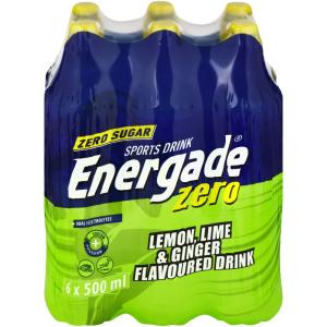 Buy Energade Zero Lemon, Lime & Ginger Sports Drink 6 x 500ml