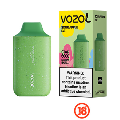 Buy Vozol Star 5% Sour Apple Ice Disp Vape 6000 Puffs